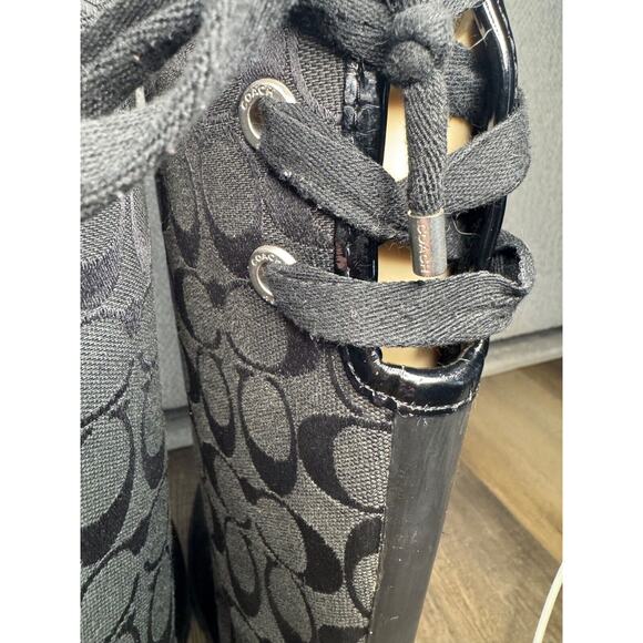 Coach Tristee Rain Boot Denim Signature C 17" Lace Back - Picture 14 of 16